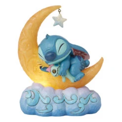 Enesco Jim Shore Disney Stitch And Scrump On Light-Up Moon Figurine, 7.6"