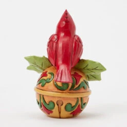 Enesco Jim Shore Heartwood Creek Cardinal On Jingle Bell Mini Figurine, 3.54" -Enesco Store Jim Shore Cardinal Perched on Jingle Bell Figurine 6017279 02