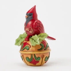 Enesco Jim Shore Heartwood Creek Cardinal On Jingle Bell Mini Figurine, 3.54" -Enesco Store Jim Shore Cardinal Perched on Jingle Bell Figurine 6017279 03