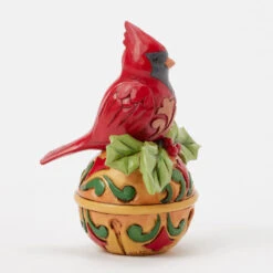 Enesco Jim Shore Heartwood Creek Cardinal On Jingle Bell Mini Figurine, 3.54" -Enesco Store Jim Shore Cardinal Perched on Jingle Bell Figurine 6017279 05