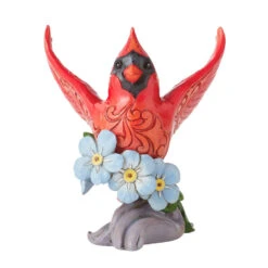 Enesco Jim Shore Caring Cardinal Forget-Me-Not Figurine, 4.8"