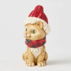 Enesco Jim Shore Heartwood Creek Holiday Cat Figurine, 4.1" -Enesco Store Jim Shore Cat With Plaid Scarf and Santa Hat Figurine 6017029 04