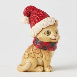 Enesco Jim Shore Heartwood Creek Holiday Cat Figurine, 4.1" -Enesco Store Jim Shore Cat With Plaid Scarf and Santa Hat Figurine 6017029 05