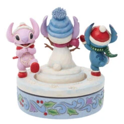 Enesco Jim Shore Disney Stitch And Angel Build A Snowman Rotating Figurine, 6" -Enesco Store Jim Shore Disney Stitch and Angel Snowman Figurine 6013061 02