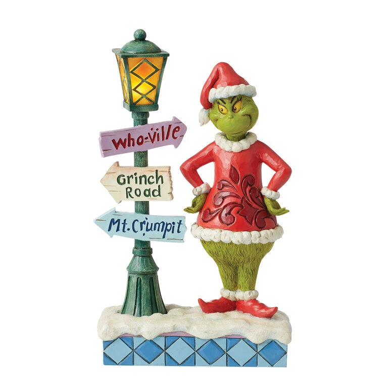 Enesco Jim Shore Grinch By Lit Lamppost Figurine, 10.24" 3 Enesco Jim Shore Grinch By Lit Lamppost Figurine, 10.24"