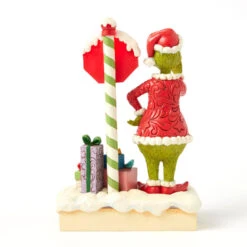 Enesco Jim Shore Grinch By Light-Up Stop Sign Figurine, 9.3" -Enesco Store Jim Shore Grinch by Stop Sign LED Figurine 6017063 03