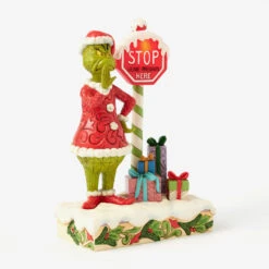 Enesco Jim Shore Grinch By Light-Up Stop Sign Figurine, 9.3" -Enesco Store Jim Shore Grinch by Stop Sign LED Figurine 6017063 04