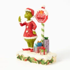 Enesco Jim Shore Grinch By Light-Up Stop Sign Figurine, 9.3" -Enesco Store Jim Shore Grinch by Stop Sign LED Figurine 6017063 05