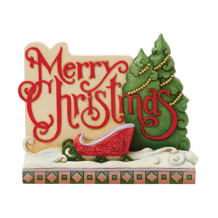 Enesco Jim Shore Heartwood Creek Merry Christmas Lodge Sign Figurine, 5.63" 3 Enesco Jim Shore Heartwood Creek Merry Christmas Lodge Sign Figurine, 5.63"