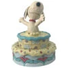 Enesco Jim Shore Snoopy Jumping Out Of Birthday Cake Figurine, 5.5" 2 Enesco Jim Shore Snoopy Jumping Out Of Birthday Cake Figurine, 5.5" -Enesco Store Jim Shore Peanuts Two Tier Cake Folk Art Figure 6005944 01