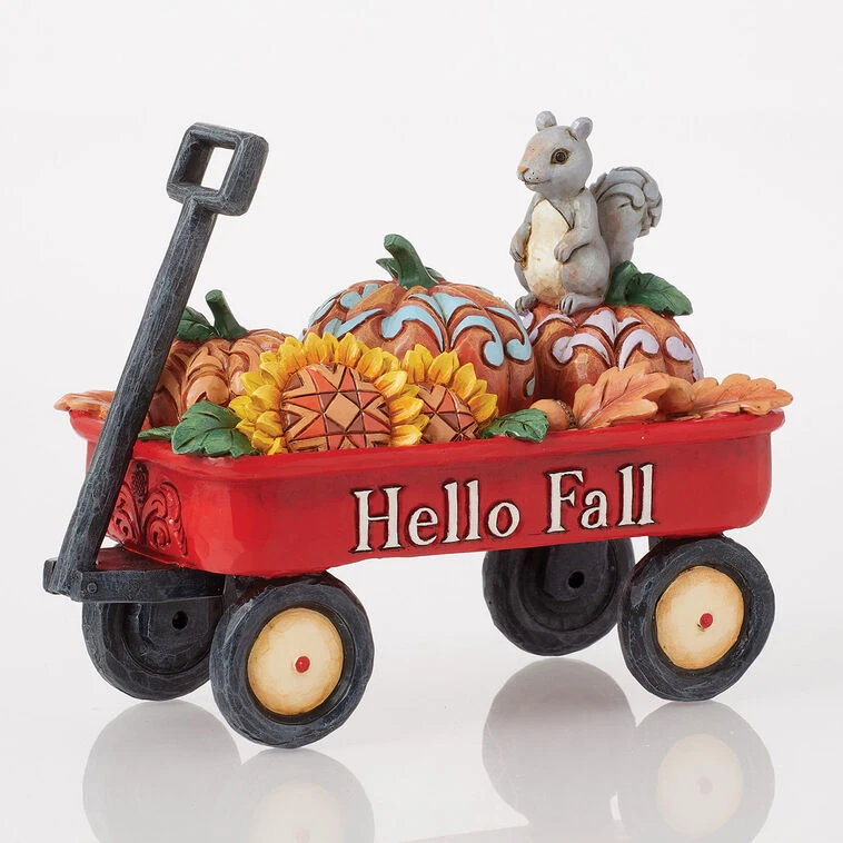 Enesco Jim Shore Red Harvest Wagon With Pumpkins Figurine, 4.33" H 4 Enesco Jim Shore Red Harvest Wagon With Pumpkins Figurine, 4.33" H - Image 2