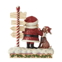 Enesco Jim Shore Rudolph, Santa And North Pole Sign Figurine, 7.68" -Enesco Store Jim Shore Rudolph Santa North Pole Sign Figurine 6012715 02