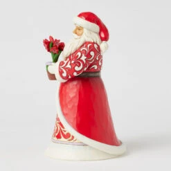 Enesco Jim Shore Heartwood Creek Santa With Blooming Amaryllis Figurine, 8.35" -Enesco Store Jim Shore Santa Holding Amaryllis Flower Figurine 6017005 03