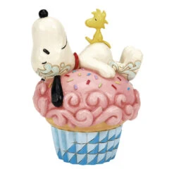 Enesco Jim Shore Peanuts Snoopy And Woodstock On Cupcake Figurine, 5.3"