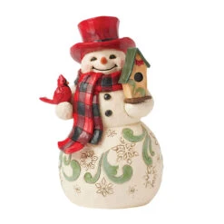 Enesco Jim Shore Heartwood Creek Snowman And Cardinal Figurine, 6.25"