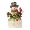 Enesco Jim Shore Heartwood Creek Snowman With Garland And Cardinal Figurine, 8.75"