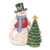 Enesco Jim Shore Heartwood Creek Snowman With Vintage Light-Up Tree Figurine, 8.5"