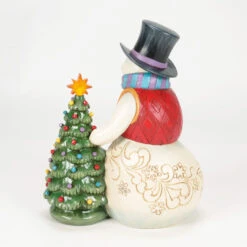 Enesco Jim Shore Heartwood Creek Snowman With Vintage Light-Up Tree Figurine, 8.5" -Enesco Store Jim Shore Snowman and Vintage Tree With Light Figurine 6017016 02