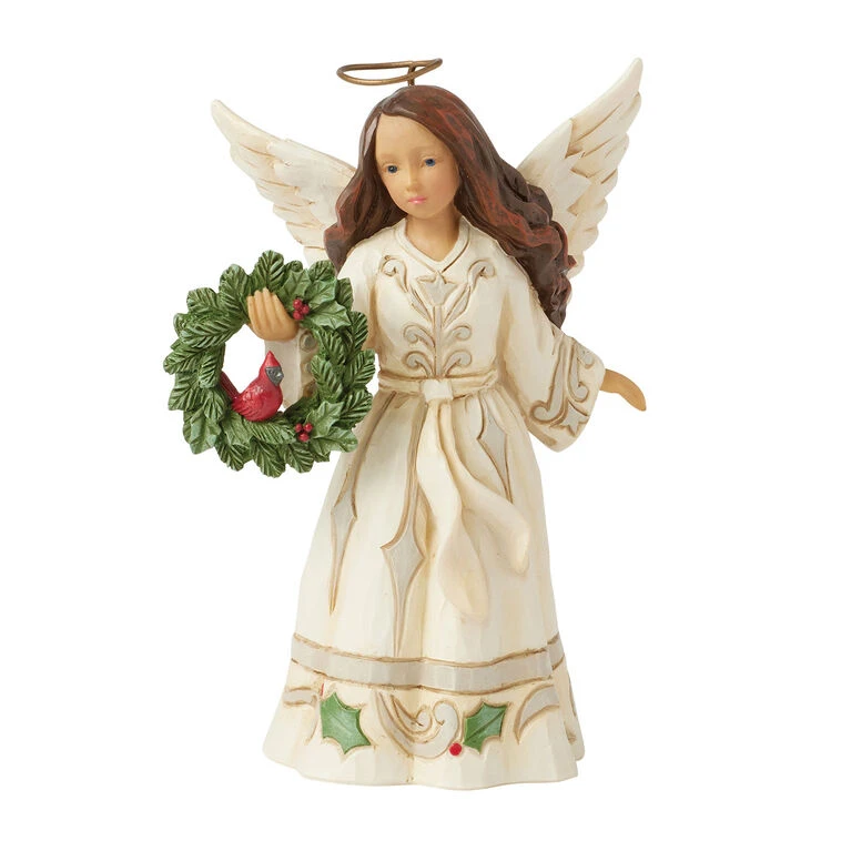 Enesco Jim Shore Woodland Angel With Wreath And Cardinal Figurine, 5.31" 3 Enesco Jim Shore Woodland Angel With Wreath And Cardinal Figurine, 5.31"