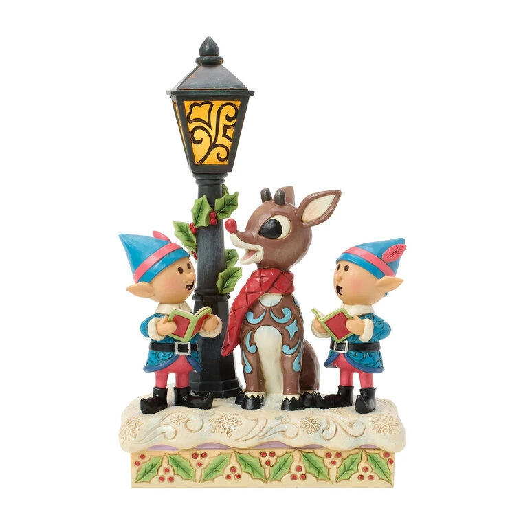 Enesco Jim Shore Rudolph And Elves Caroling Light-Up Figurine, 8.4" 3 Enesco Jim Shore Rudolph And Elves Caroling Light-Up Figurine, 8.4"