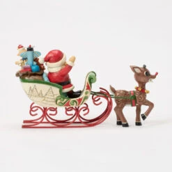 Enesco Jim Shore Rudolph Pulling Santa In Sleigh Figurine, 5" -Enesco Store Rudolph the RedNosed Reindeer and Santa Figurine 6017194 02