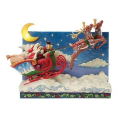 Enesco Jim Shore Heartwood Creek Santa Sleigh Musical Figurine With Light, 11.4"